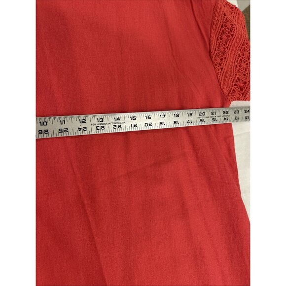 Sigrid Olsen Dress‎ Womens XL Coral Linen Blend Crochet Hem Shift Pullover Beach - Picture 5 of 7
